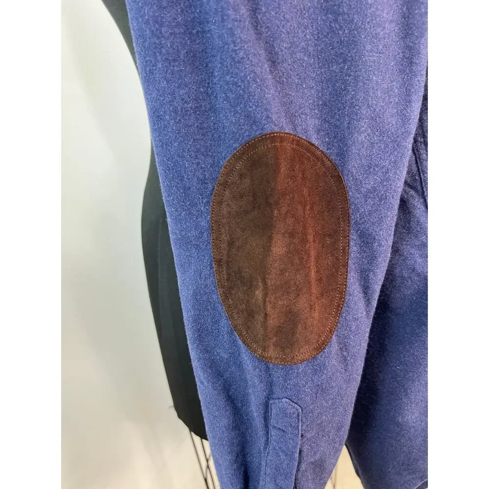 J Crew BLUE Chamois Button Down Suede Elbow Patch Long Sleeve Shirt 06791 Men XL